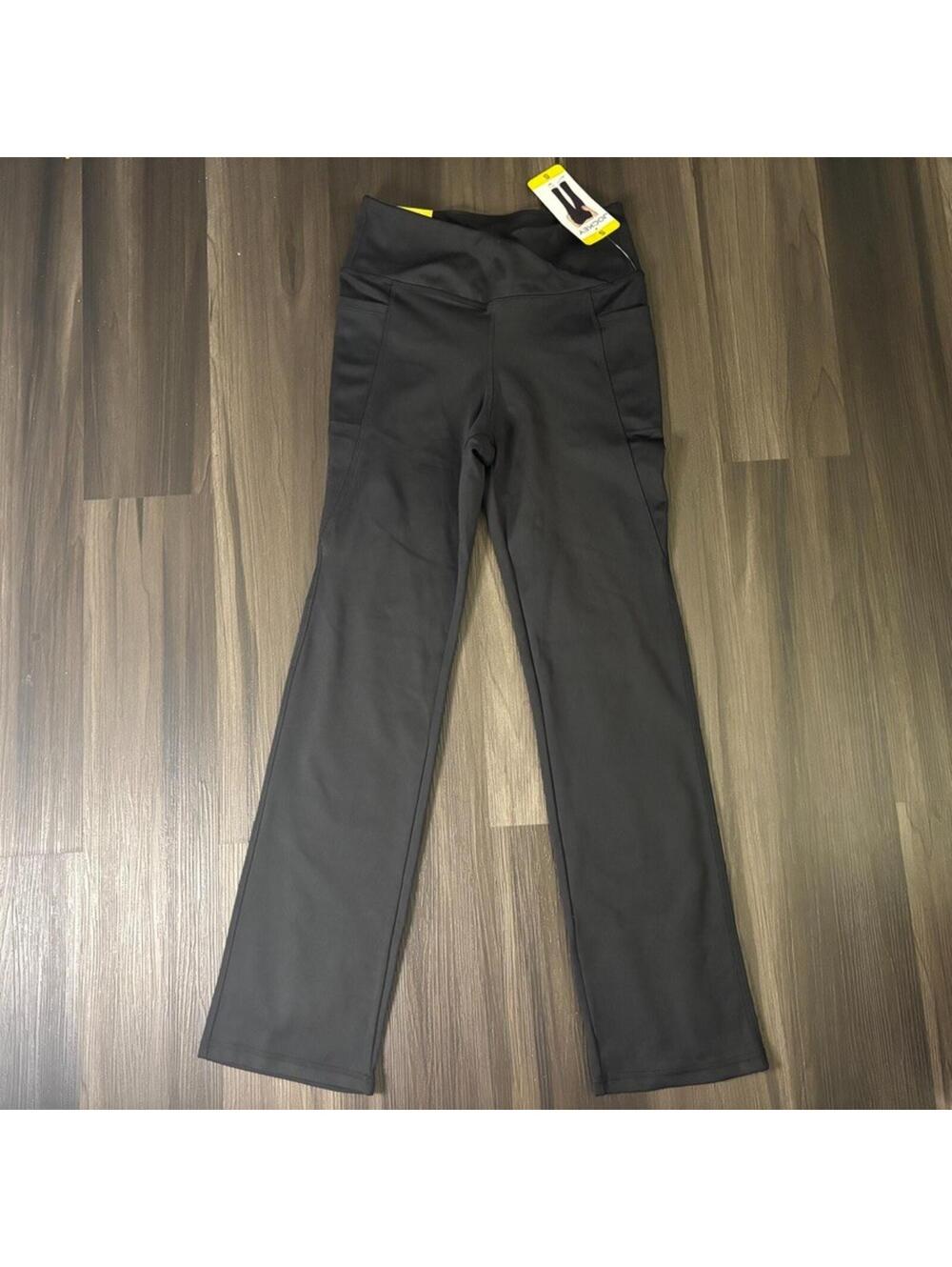 Jockey Leggings Women's Size Small Solid Black Wide Leg Crosswaist Yoga Pants